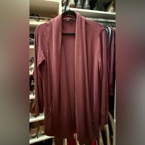 Women's Burgundy Open Front Sweater